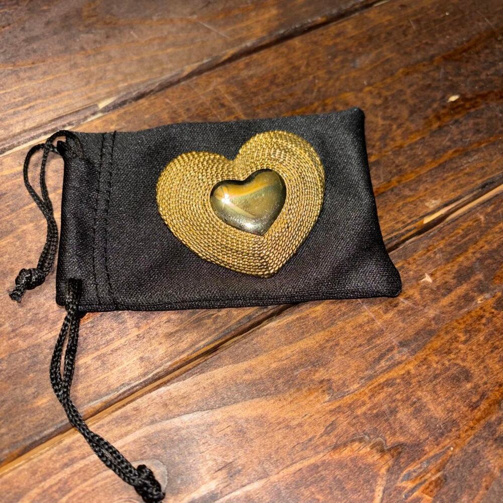 New gold heart brooch with textured surface